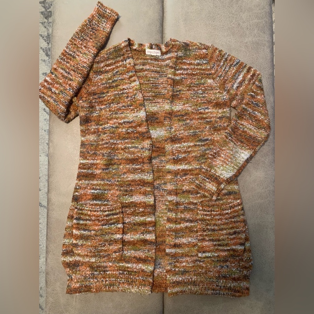 Song N Spirit Gorgeous Knit Cardigan With Pockets Browns Multicolor Women Small